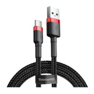 Καλώδιο Σύνδεσης USB 2.0 Baseus Cafule USB A σε USB C 2A 2m Μαύρο-Κόκκινο